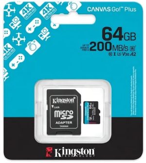 Memoria Micro SD Kingston 64gb Canvas GoPlus + Adaptador 200 MB