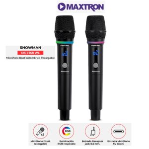 Microfono Profesional Showman MX7268WL Dual Inalambrico MAXTRON Comprar precio venta información promoción Perú Lima, callao, Arequipa, trujillo, tarapoto, pucallpa, tumbes, amazonas, tacna, cusco, Áncash apurimac, ayacucho, cajamarca, Huancavelica, Huánuco, Ica, junin, la libertad, lambayeque, chiclayo, huacho, loreto, puerto maldonado, madre de dios, Moquegua, pasco, puno, Ucayali, moyobamba y Piura Colombia Venezuela Ecuador Brasil Chile Paraguay Uruguay Mexico Bolivia Argentina